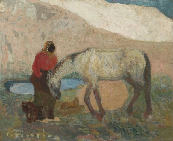 Lavanderas en los medanos o Los amigos  by Pedro Figari - Hand-Painted Oil Painting Reproduction