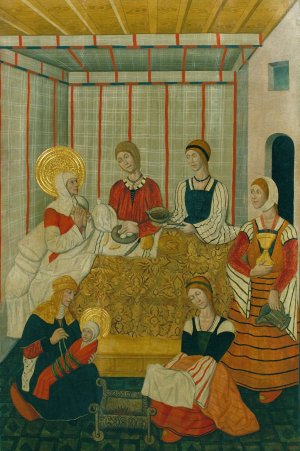 Birth of the Virgin by Pedro Garcia De Benabarre Oil Painting