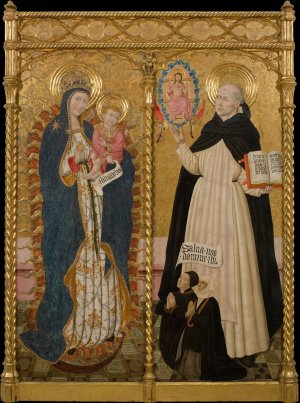 Apocalyptic Virgin and Saint Vincent Ferrer with two Donors by Pedro Garcia De Benavarre Oil Painting