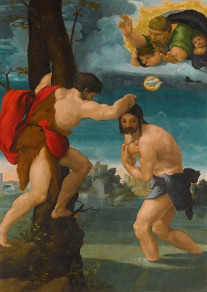The Baptism Of Christ by Pedro Machuca Oil Painting