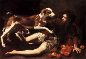 Boy Attacked by a Dog by Pedro Nunez De Villavicencio Oil Painting
