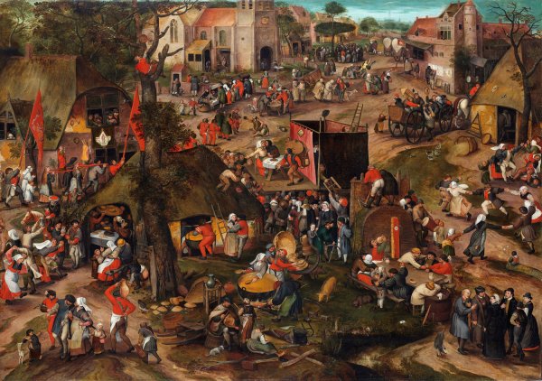 A Flemish Kermis with a Performance of the Farce 'Een cluyte van Plaeyerwater' by Peeter Baltens - Hand-Painted Oil Painting Reproduction