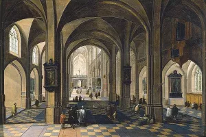 Interior of a Gothic Cathedral by Peeter Neeffs The Elder - Oil Painting Reproduction