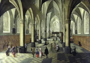 Interior of a Cathedral by Peeter Neeffs The Younger Oil Painting