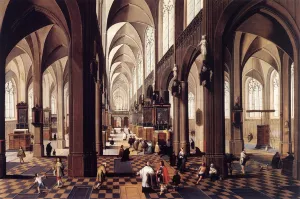Interior of Antwerp Cathedral by Peeter Neeffs The Younger - Oil Painting Reproduction