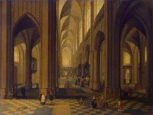 Interior of the Antwerp Cathedral by Peeter Neeffs The Younger Oil Painting