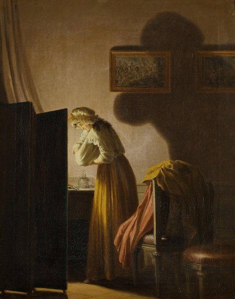 A Woman Picking Fleas by Candlelight by Pehr Hillestrom - Hand-Painted Oil Painting Reproduction