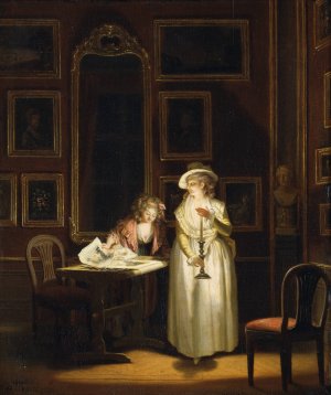 At the Embroidery-Frame by Pehr Hillestrom Oil Painting