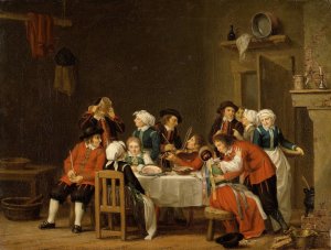 Convivial Scene in a Peasant's Cottage by Pehr Hillestrom Oil Painting