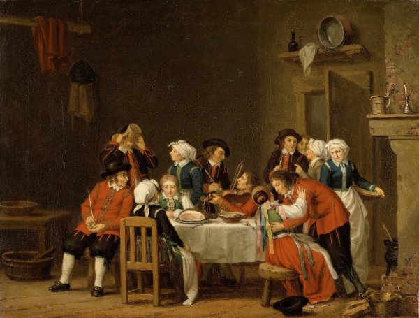 Convivial Scene in a Peasant's Cottage by Pehr Hillestrom - Hand-Painted Oil Painting Reproduction