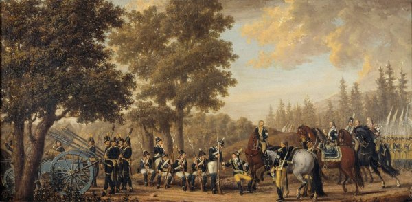 King Gustav III of Sweden and a Soldier.Episode from the Russian War 1789 by Pehr Hillestrom - Hand-Painted Oil Painting Reproduction