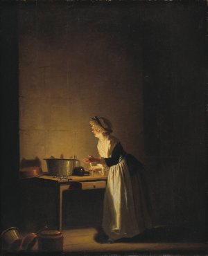 Kitchen Scene by Pehr Hillestrom Oil Painting
