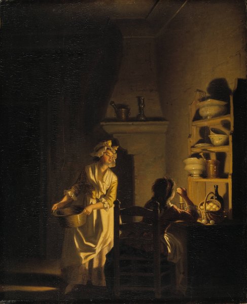 Testing Eggs. Interior of a Kitchen by Pehr Hillestrom - Hand-Painted Oil Painting Reproduction