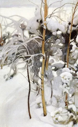 An Orchard in Winter by Pekka Halonen - Oil Painting Reproduction