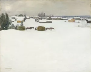 Load of Hay by Pekka Halonen Oil Painting