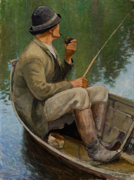 Man Fishing  by Pekka Halonen - Hand-Painted Oil Painting Reproduction