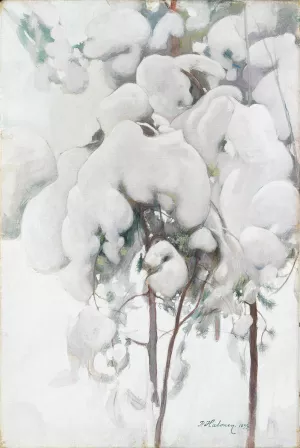 Snow-Covered Pine Saplings by Pekka Halonen Oil Painting