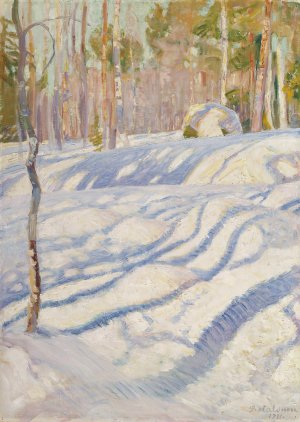 Sunlit Winter Lanscape Oil painting by Pekka Halonen