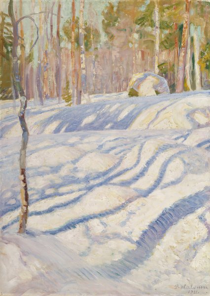 Sunlit Winter Lanscape  by Pekka Halonen - Hand-Painted Oil Painting Reproduction