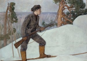 The Lynx Hunter by Pekka Halonen Oil Painting