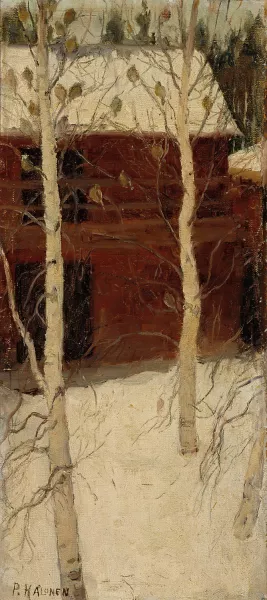 Titmice in Birch Trees by Pekka Halonen Oil Painting