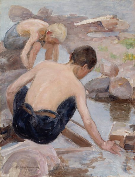 Main Product Photo of Two Boys On The Shore  Painting by Pekka Halonen