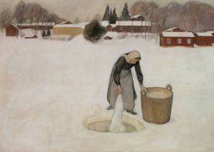 Washing on the Ice by Pekka Halonen Oil Painting