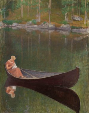 Woman In A Boat Oil painting by Pekka Halonen