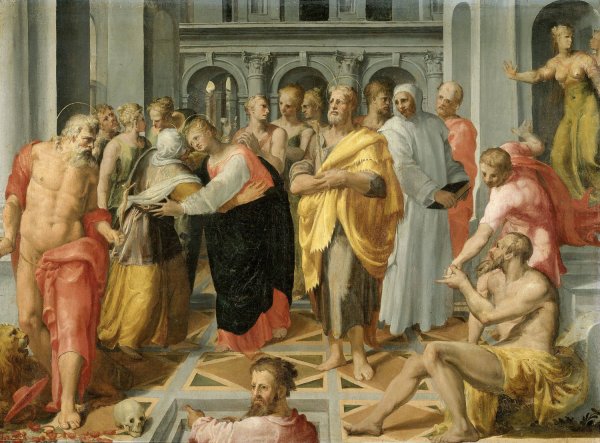 Visitation  by Pellegrino Tibaldi - Hand-Painted Oil Painting Reproduction