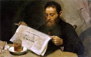 Reading a Newspaper Oil painting by Yehuda Pen