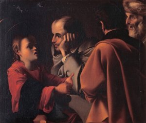 Christ among the doctors by Pensionante Del Saraceni Oil Painting