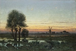 Autumn Landscape in the Glow of Sunset by Per Ekstrom Oil Painting