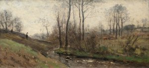 Landscape with a Running Brook. Scene from the Carolles in Normandy by Per Ekstrom Oil Painting