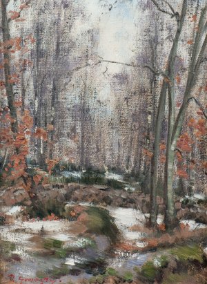 Snowless Winter. Motif from Skane by Per Gummeson Oil Painting