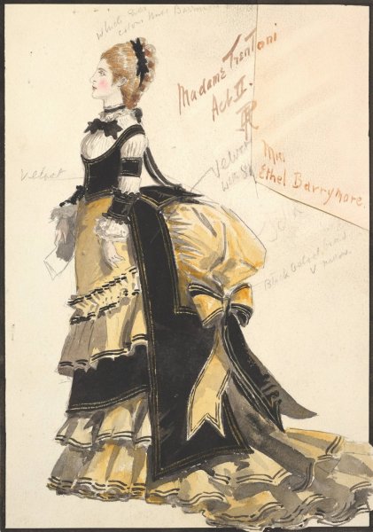 Costume Design for 'Madame Trentoni', Act II  by Percy Anderson - Hand-Painted Oil Painting Reproduction