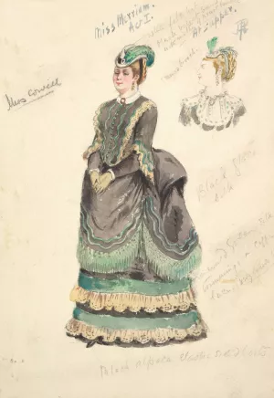 Costume Design for 'Miss Merriam' Act I by Percy Anderson Oil Painting