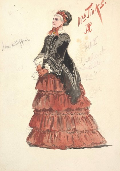Costume Design for 'Mrs. Jinks', Act II  by Percy Anderson - Hand-Painted Oil Painting Reproduction
