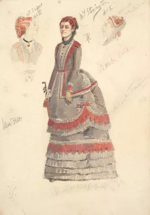 Costume Designs for 'Mrs. Stonington'for Act I and Act III Oil painting by Percy Anderson