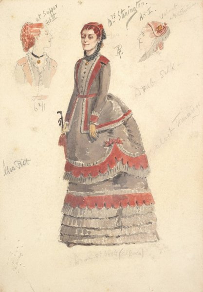 Costume Designs for 'Mrs. Stonington'for Act I and Act III  by Percy Anderson - Hand-Painted Oil Painting Reproduction