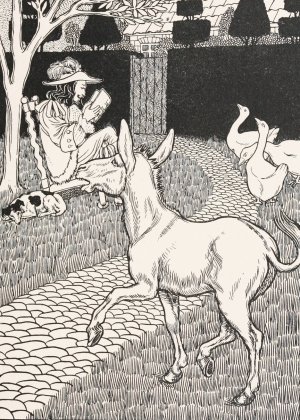 The Ass and the Little Dog by Percy J. Billinghurst Oil Painting