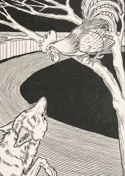 The Cock and the Fox  by Percy J. Billinghurst - Hand-Painted Oil Painting Reproduction