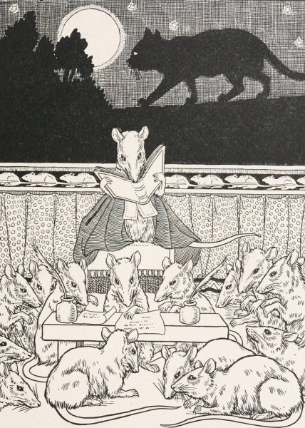 The Council held by the Rats  by Percy J. Billinghurst - Hand-Painted Oil Painting Reproduction