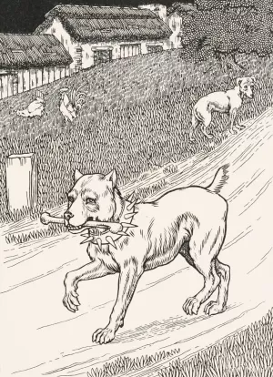 The Dog whose Ears were Cropped by Percy J. Billinghurst Oil Painting