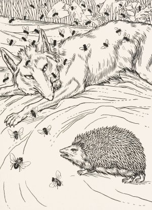 The Fox, the Flies, and the Hedgehog by Percy J. Billinghurst Oil Painting