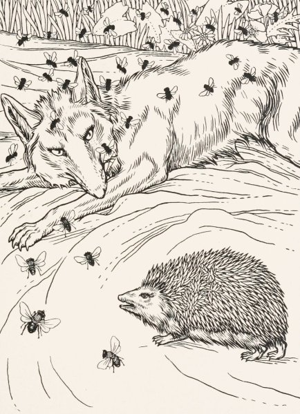 The Fox, the Flies, and the Hedgehog  by Percy J. Billinghurst - Hand-Painted Oil Painting Reproduction