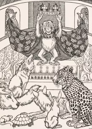 The Fox, the Monkey, and the Animals by Percy J. Billinghurst The Fox, the Monkey, and the Animals by Percy J. Billinghurst Oil Painting