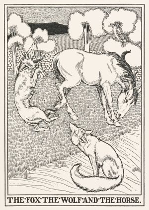 The Fox, the Wolf, and the Horse by Percy J. Billinghurst Oil Painting