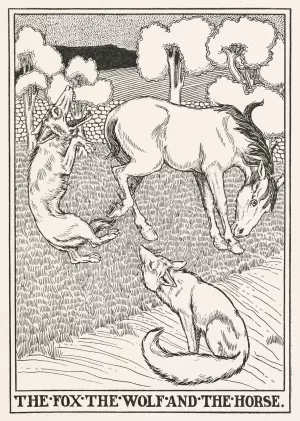 The Fox, the Wolf, and the Horse by Percy J. Billinghurst The Fox, the Wolf, and the Horse by Percy J. Billinghurst Oil Painting