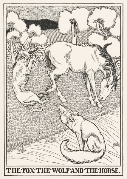 The Fox, the Wolf, and the Horse  by Percy J. Billinghurst - Hand-Painted Oil Painting Reproduction