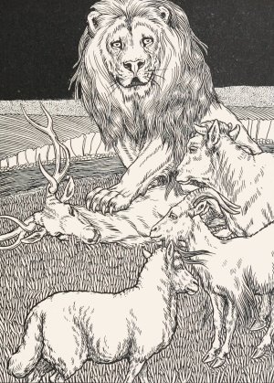 The Heifer, the Goat, and the Sheep by Percy J. Billinghurst Oil Painting